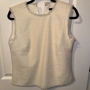 Ann Taylor Textured Cream Sleeveless Blouse